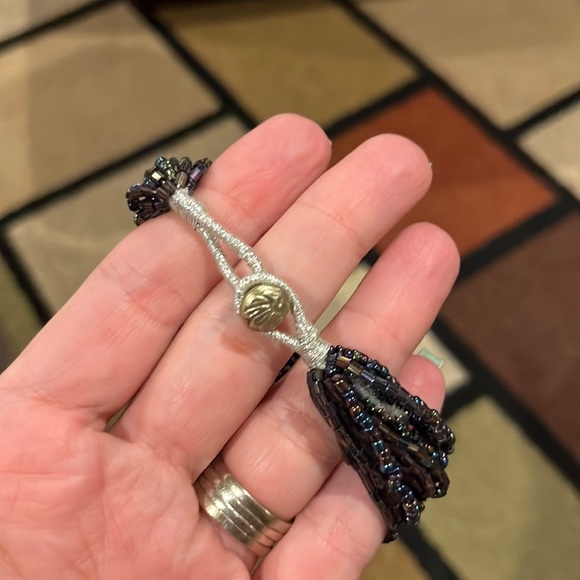 Blue Iridescent Bead Multi-strand Bracelet - Picture 2 of 4